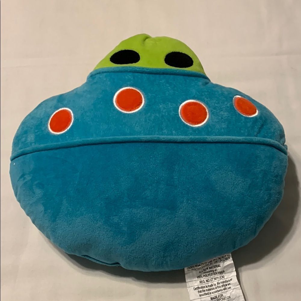 Blue and Green Stuffed Alien Toy with Plush Texture